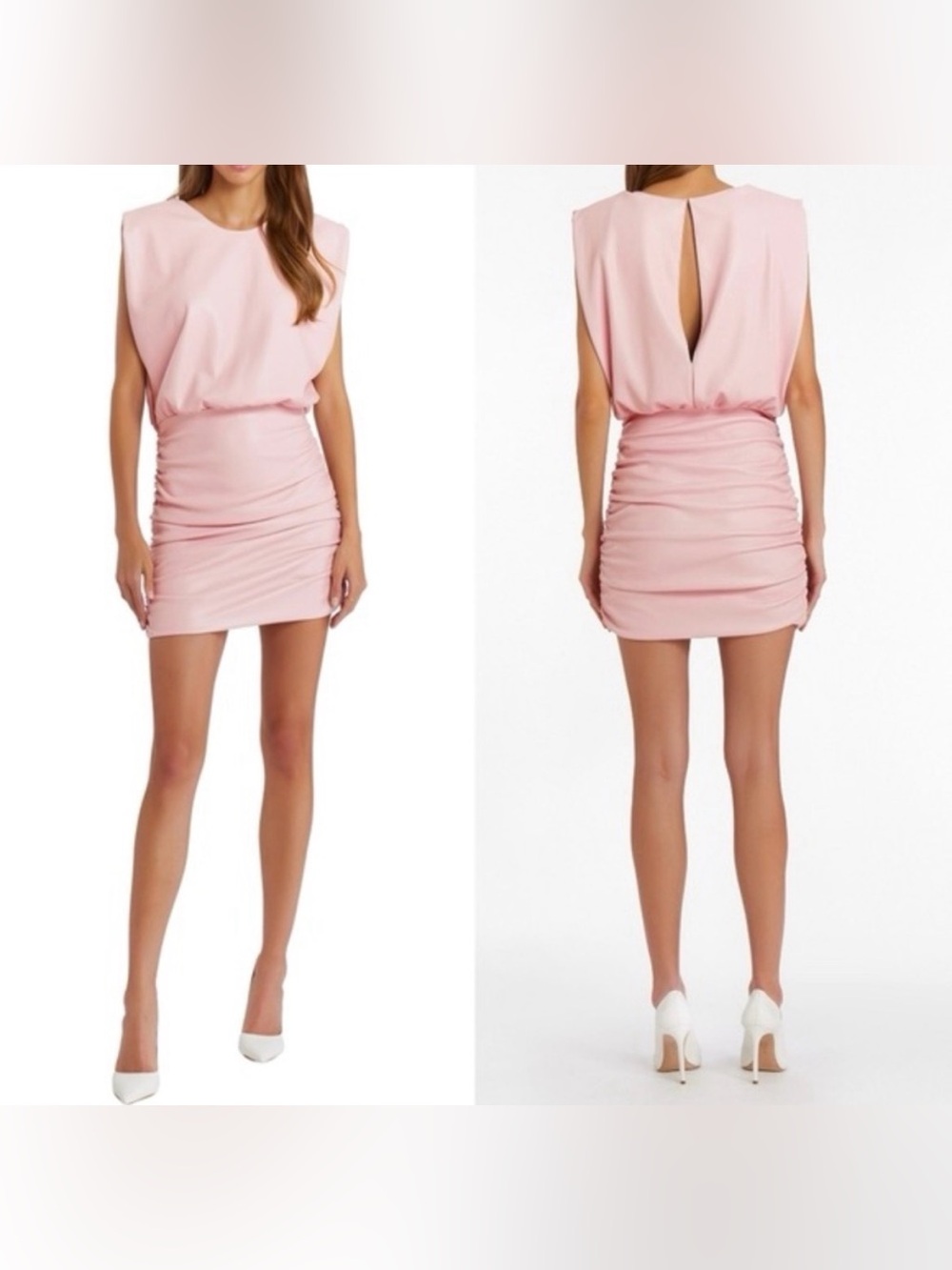 NWT Amanda Uprichard- Clifton pink stretch vegan leather mini dress
